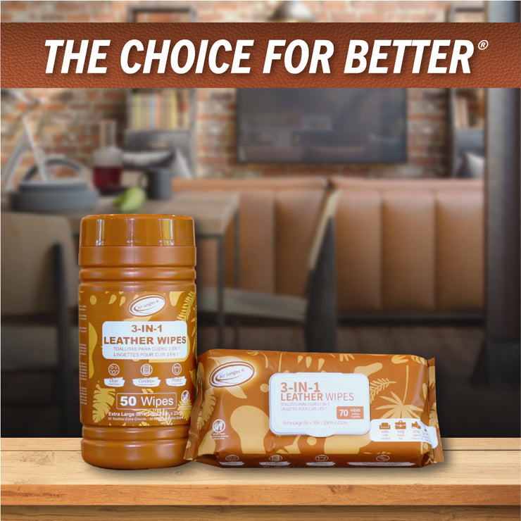 Air Jungles 3in1 Leather Wipes 50 Count (Pack of 3), Extra Large 8" x 10" Size