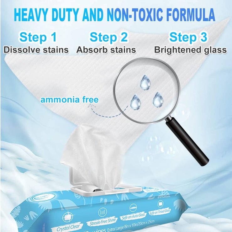 Glass Wipes 70ct, Extra Large, 8in x 10in