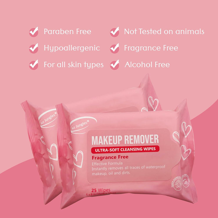 Makeup Remover Wipes 25 Count (Pack of 4)