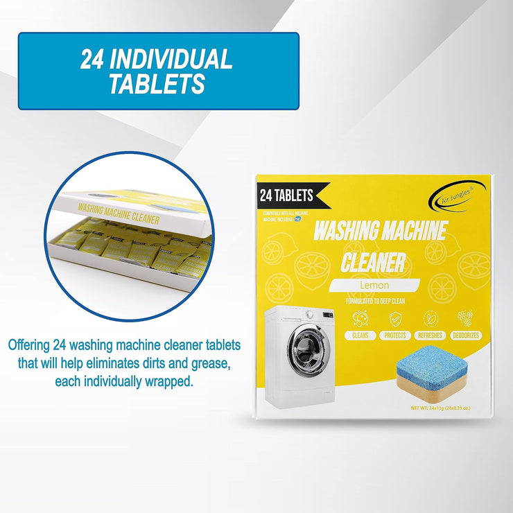 Washing Machine Cleaner Tablets 24 Count, Lemon Scent
