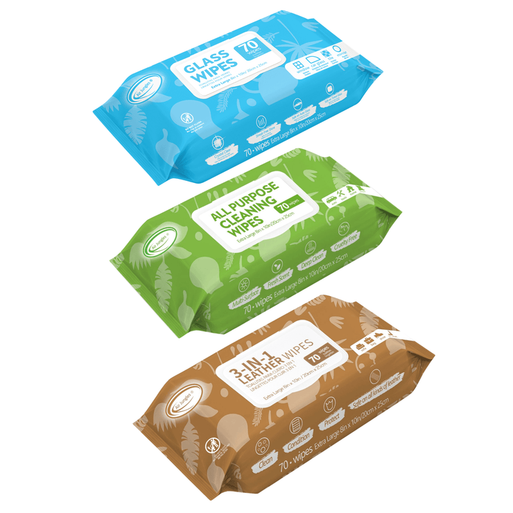 Air Jungles Cleaning Wipes Bundle, Leather Cleaner Wipes, Glass & Window Wipes, and All-Purpose Cleaning Wipes