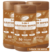 Air Jungles 3in1 Leather Wipes 50 Count (Pack of 3), Extra Large 8" x 10" Size