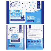 Air Jungles Flushable Wipes Travel Size 50 Ct, Individually Wrapped