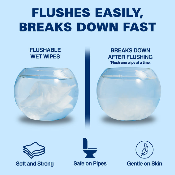 Air Jungles Flushable Wipes Travel Size 50 Ct, Individually Wrapped