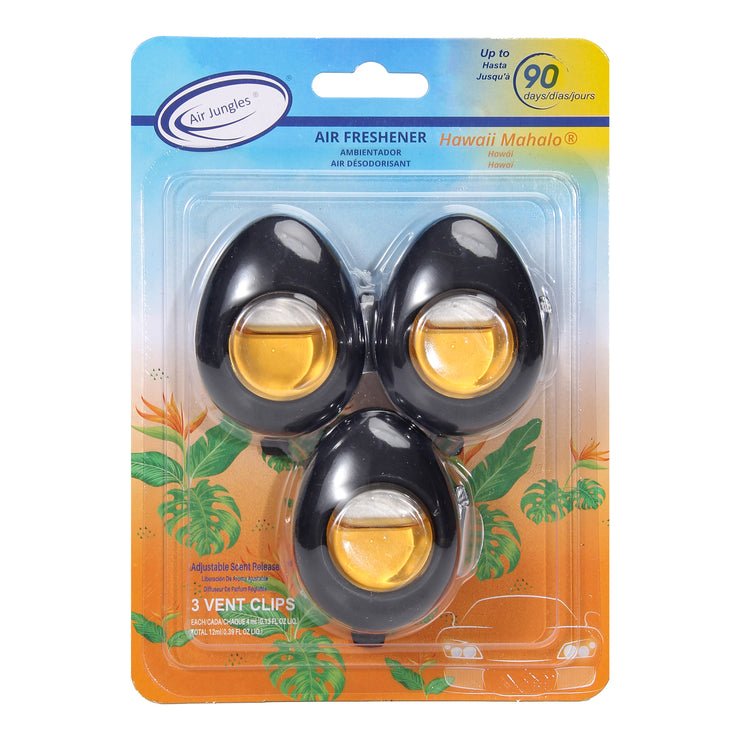 Car Air Freshener Vent Clip 3-pack, Hawaii Mahalo Scent