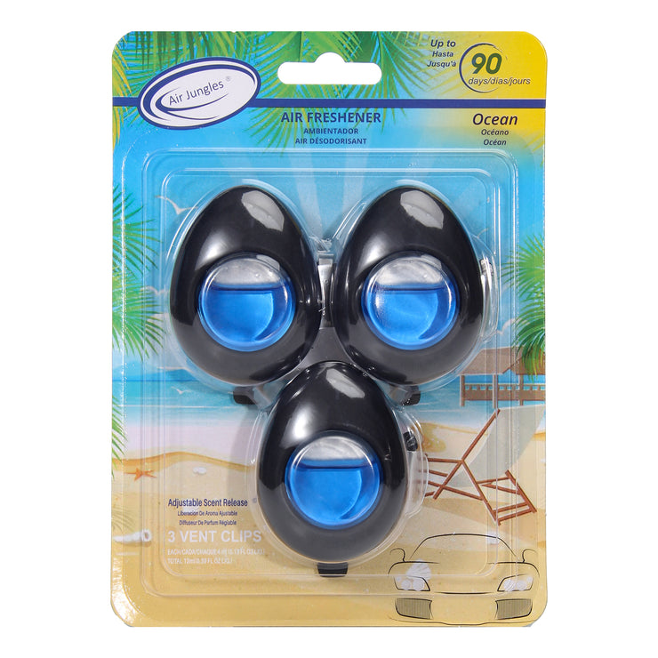 Car Air Freshener Vent Clip 3-pack, Ocean Scent