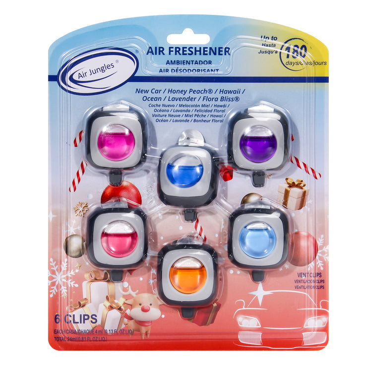 Air Jungles Car Air Freshener Vent Clips 6 counts, Variety Pack